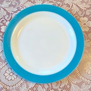 Vintage 1950s Pyrex Platter With Aqua Blue Stripe
